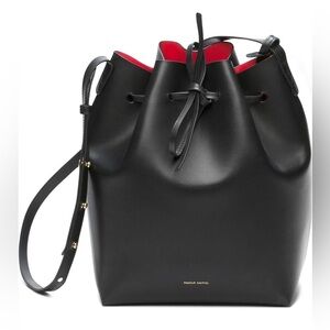 Mansur Gavriel Black Famma Large Leather Bucket Crossbody Bag W/ Pouchette EUC